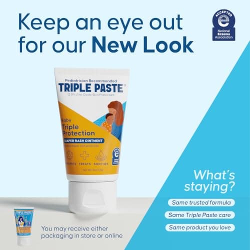 Triple Paste Diaper Rash Cream, Hypoallergenic Medicated Ointment for Babies, 2 oz, Multi, (SU-001) (Packaging May Vary)