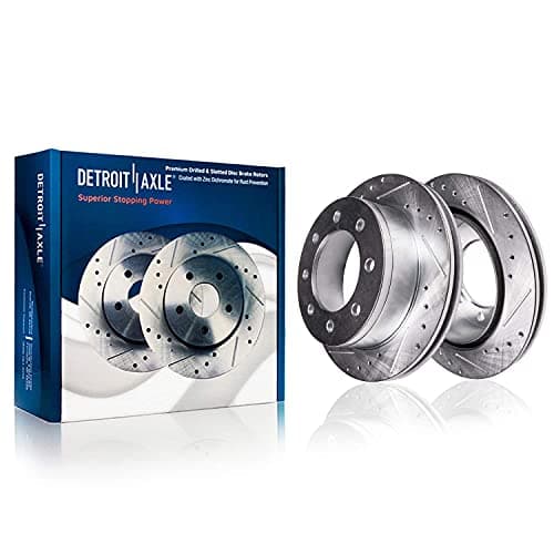 Detroit Axle - Front Brake Kit for 11-19 Chevy GMC Silverado Sierra 2500 3500 HD Drilled and Slotted Disc Brake Rotors Ceramic Brake Pads 2011-19 Replacement Brakes