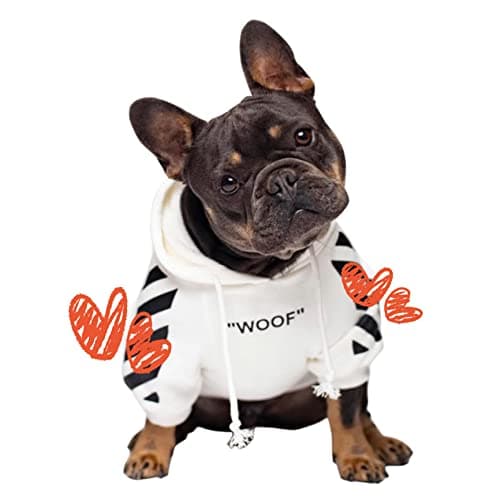 ChoChoCho Stylish Dog Hoodie Dog Clothes Streetwear Cotton Sweatshirt Fashion Outfit for Dogs Cats Puppy Small Medium Large (4XL, White)