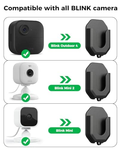3 Pack Blink Camera No Drill No Screws Wall Mount Bracket for Blink Mini /Mini 2 /Blink Outdoor 4 /Blink Indoor Cameras, HBV Adhesive Mount(KMOUANTS Black Wall Mount for Blink Cameras)
