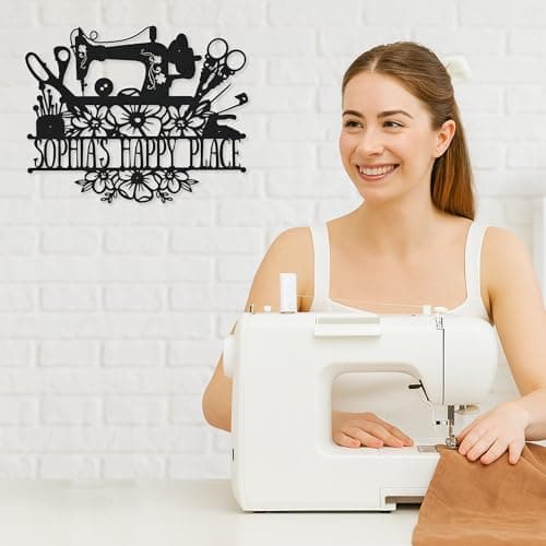 Personalized Sewing Machine Metal Sign - Quilting Room Custom Wall Decor for Mom, Grandma, Nana, Mimi - Unique Art Craft Gift for Women, Quilters & Sewers Who Have Everything
