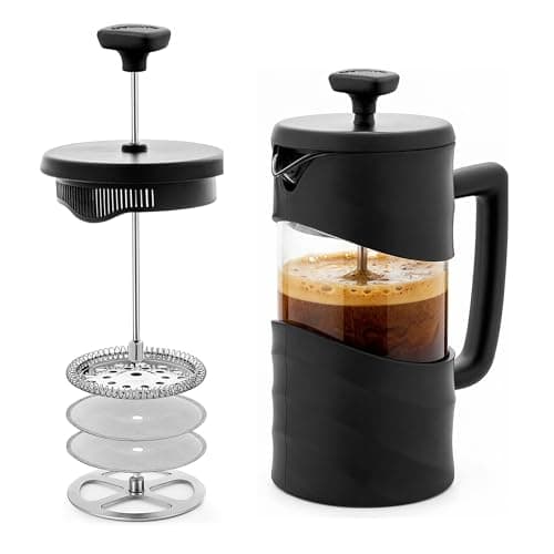 OVENTE 20oz French Press Coffee Maker with 4-Level Filtration, Black FPW20B