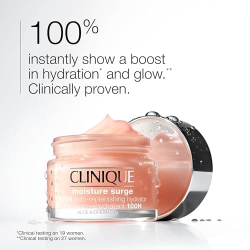 Clinique Moisture Surge 100H Auto-Replenishing Hydrator Oil Free Face Moisturizer | With Hyaluronic Acid, Aloe Bioferment and Vitamins C + E | For All Skin Types | Hydrating + Moisturizing, 4.2 Fl Oz