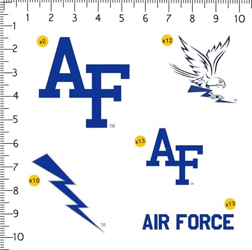 U.S. Air Force Academy Spirit Logo 50ct Vinyl Large Deluxe Stickers Variety Pack - Laptop, Water Bottle, Scrapbooking, Tablet, Skateboard, Indoor/Outdoor