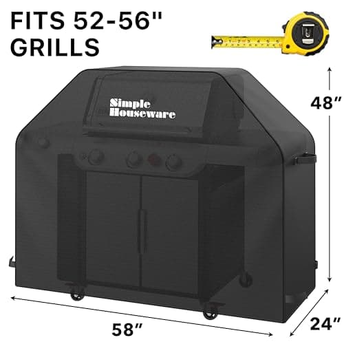 Simple Houseware 58-inch Heavy Duty BBQ Grill Cover, 600D Polyester Waterproof, Weather-Resistant