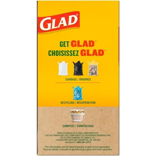 Glad 100% Compostable Bags - Small 10 Litres - Lemon scent 100 Compost Bags