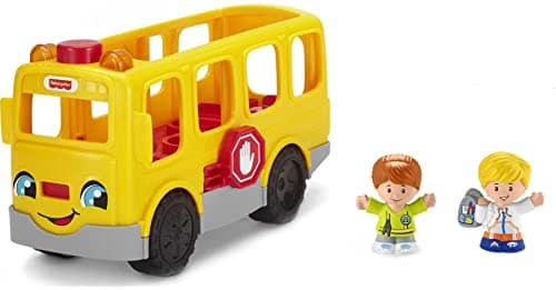 Fisher-Price Little People Musical Toddler Toy Sit with Me School Bus with Lights Sounds & 2 Figures for Pretend Play Kids Ages 1+ Years