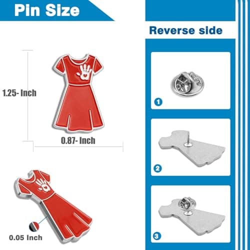 100/pcs Silver Plated Red Dress Day Lapel pins Bulk Support murdered and missing Indigenous women and girls Awareness Month Jewelry Gift
