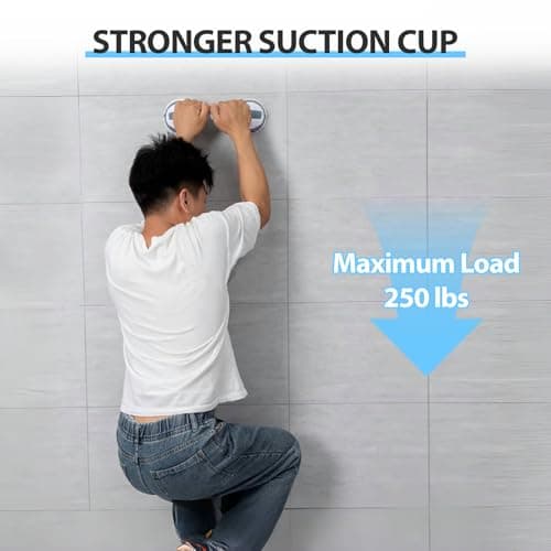 12" Grab Bars for Shower & Bathtub, 2-Pack Strong Suction Removable Shower Handles for Elderly Seniors Handicap – No Drilling Safety Grab Bar Replacement for Bathroom Wall, Grey