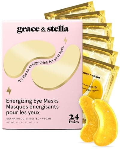 grace & stella Under Eye Mask - Birthday Gifts for Women, Gifts for Mom, Under Eye Patches to Reduce Dark Circles, Puffy Eyes, Eye Bags, Wrinkles, Travel Size Toiletries, Vegan (24 Pairs, Gold)