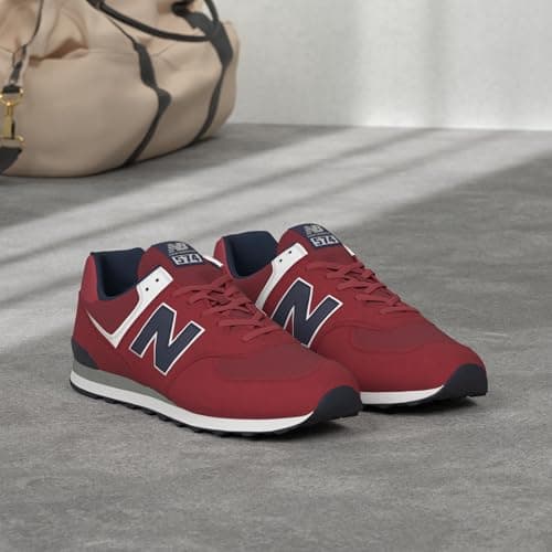 New Balance Unisex 574 V2 Lace-Up Sneaker,Red/Navy,Men 7.5 / Women 9