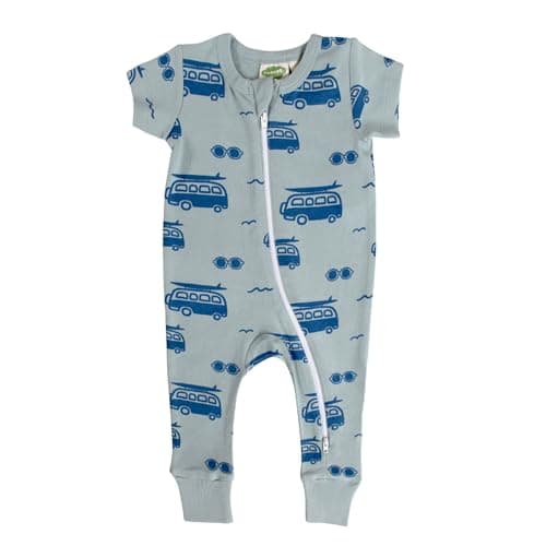 Parade Organic Signature Print '2-Way' Zip Romper - Short Sleeve Surf 18-24 Months