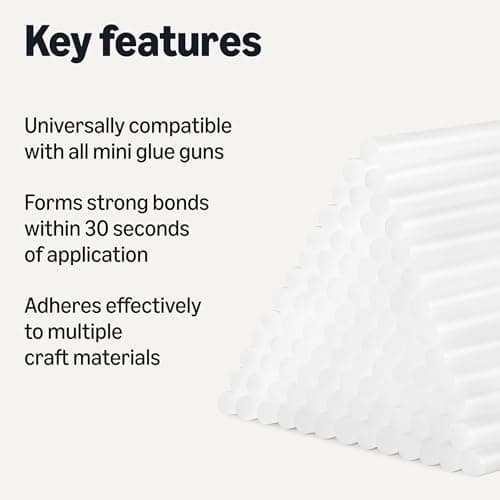 Amazon Basics Mini Size Hot Glue Sticks, 4" x 0.27", 100-Pack, Hot Melt Compatible with Most Glue Guns for Crafting, DIY, Home Repair, Transparent