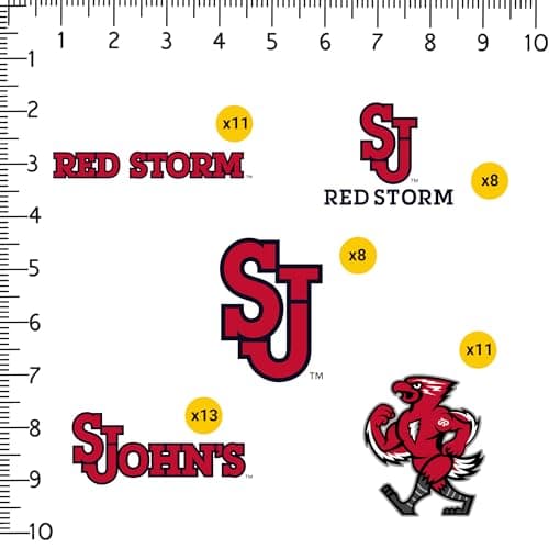 St.Johns University Spirit Logos 50ct Vinyl Large Deluxe Stickers Variety Pack - Laptop, Water Bottle, Scrapbooking, Tablet, Skateboard, Indoor/Outdoor