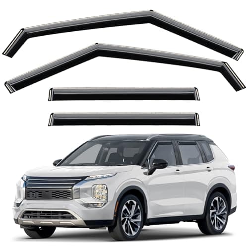 GrandWheel Co Smoke Tinted in-Channel Side Window Vent Visor Deflectors Rain Guards Compatible with Mitsubishi Outlander 2022-2026 - 4 pcs. GW0970