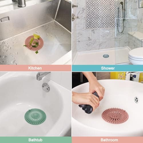 Gotega 5 Pack Sink Drain Strainer, Hair Catcher for Bathroom Tub Shower