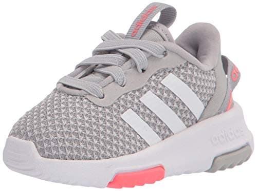 adidas unisex child Racer Tr 2.0 Running Shoe, Grey/White/Signal Pink, 4.5 Little Kid US