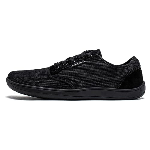 HOBIBEAR Womens Barefoot Minimalist Shoes Wide Width Low Drop Sneakers Lightweight Road Running Walking Tennis Casual Mesh Minimus Comfy Loafer Nurse Workout Work Drving Travel Black