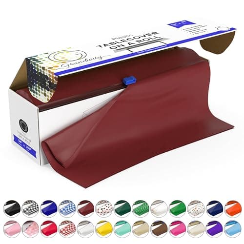 Grandipity Plastic Tablecloth Roll - 54" x 300' Burgundy Table Cloths for Parties - Disposable with Cutter Box - Cut to Size Table Cover for Rectangle & Round