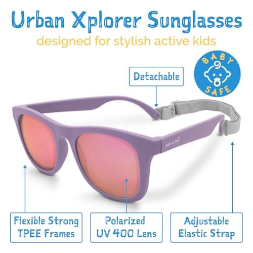 JAN & JUL Girls' Polarized Sunglasses with Strap, Flexible and Durable for Toddlers (Dusty Purple Aurora, M: 2-6 Years)