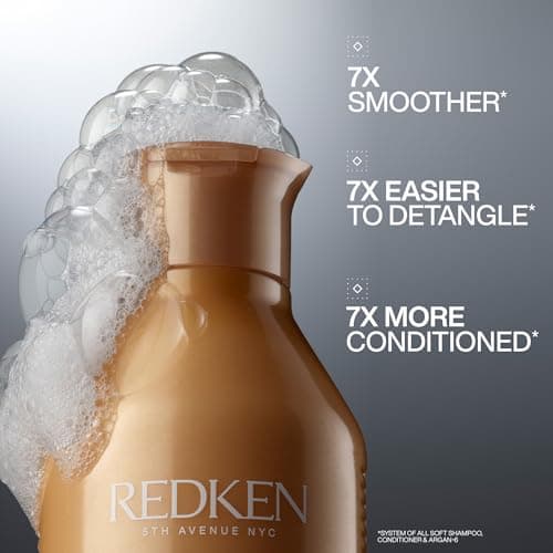 Redken All Soft Shampoo, For Dry/Brittle Hair, Moisturizes & Provides Intense Softness and Shine, With Argan Oil
