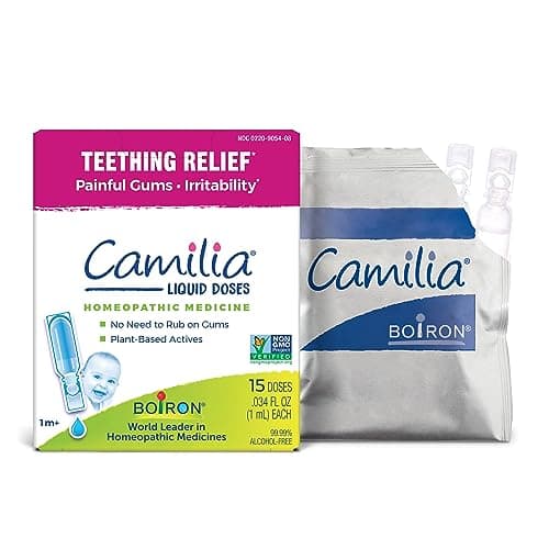 Boiron Camilia Teething Drops for Daytime and Nighttime Relief of Painful or Swollen Gums and Irritability in Babies - 15 Count