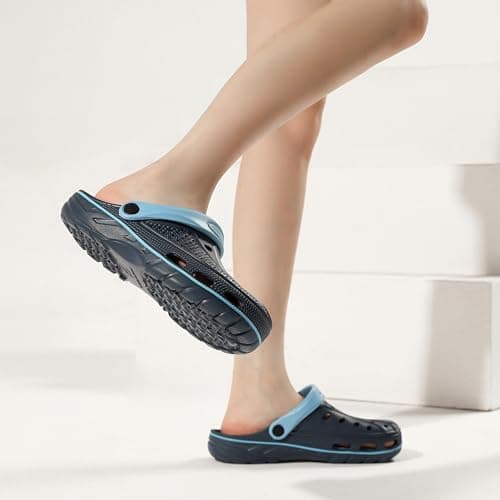 INMINPIN Women and Men Orthopedic Clogs Arch Support Garden Shoes Sandals Slippers with Plantar Fasciitis Feet Insoles,Retro Navy,12.5-13.5 Women/11-11.5 Men