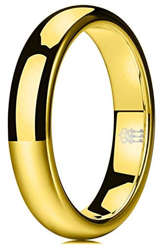THREE KEYS JEWELRY Womens Charming Jewelers 4mm Gold Tungsten Polished Wedding Carbide Ring Band for Women Engagement Size 9
