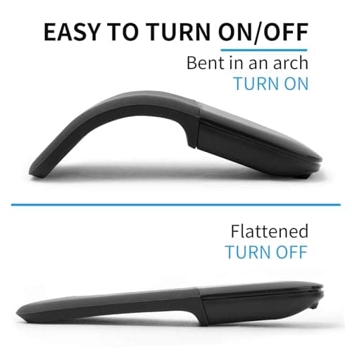GlowarcPro Bluetooth Arc Touch Mouse, Portable Slim Folding Travel Mouse whitout USB Dongle, Foldable Mice for Laptop, Tablet - Black