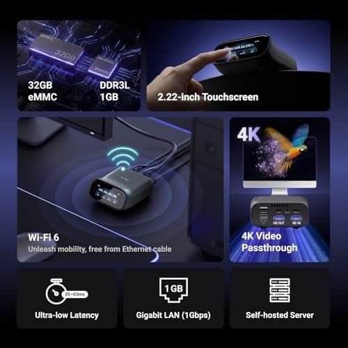 GL.iNet Comet Pro (GL-RM10) Remote KVM Over Wi-Fi, Dual Band Wi-Fi 6, 4K@30FPS Passthrough, Touchscreen, 32GB eMMC,Tailscale Support Remote Access and ATX/fingerbot for Disaster Recovery, Home Office