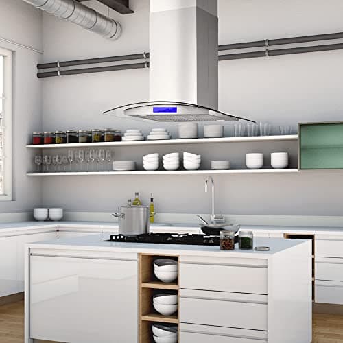 30 in. Lumin Coll 380 CFM Ducted Island Range Hood, LED, Stainless Steel