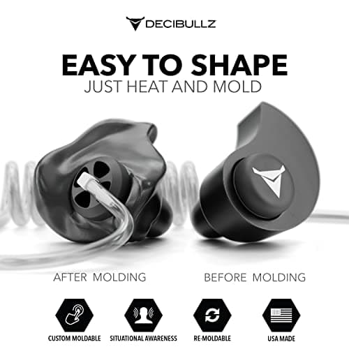 Decibullz Custom Moulded Security Two-Way Radio Surveillance Earpiece Set, Thermo-Fit Designed for Clear Acoustic Tube Radios | Model: +Awareness