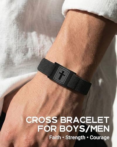 PINKDODO Catholic Confirmation Gifts for Boys Cross Bracelet