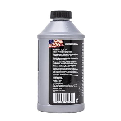 Valvoline DOT 3 & 4 Synthetic Brake Fluid with High Boiling Point, Corrosion Protection, Vapor Lock Resistance, Compatible with ABS, Disc and Drum Brake Systems, 12oz