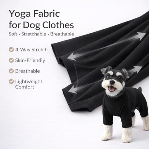 ADKLHX Dog Full Bodysuit – Stretchy Yoga Fabric 4-Leg Dog Pajamas, Breathable & Lightweight Dog Onesie for Indoor & Outdoor, Shedding Control & Travel Wear Black M