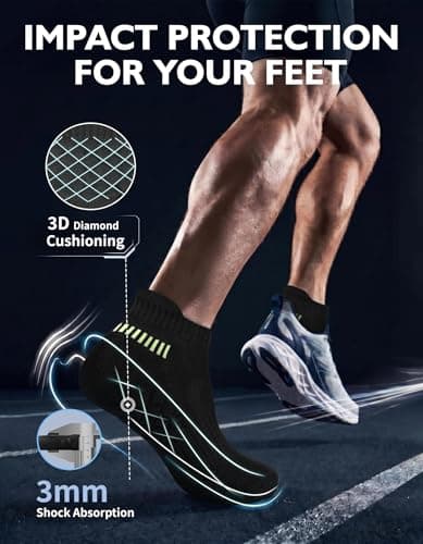 CLOSEMATE Ankle Athletic Running Socks for Men Terry Cushioned Moisture-Wicking Anti-Blister Comfort Socks 6 Pairs(6Black,L)