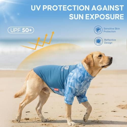 KYEESE 2Pack UV Protection Dog Shirt, UPF 50+ Cooling Dog T Shirts for Large Dogs Boy, Breathable Reflective Dogs Sun Shirts with Sleeves Summer Pet Clothes, Blue, 3XL