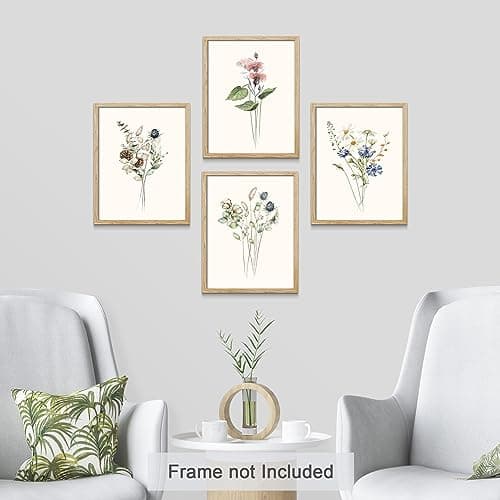 SIGNWIN Poster Forest Wildflower Collage Floral Botanical Print Nature Illustrations Decorative Country/Farmhouse Rustic Cozy Zen for Living Room, Bedroom, Office - 11"x14"x4