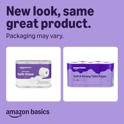 Amazon Basics Soft and Strong 2-Ply Toilet Paper, 30 Ultra Rolls = 120 Regular Rolls, Unscented, 340 Sheet (5 Packs of 6), Packaging May Vary