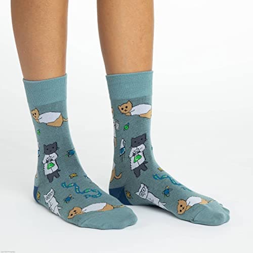 Good Luck Sock Women's Science Cat Socks, Adult, Shoe Size 5-9