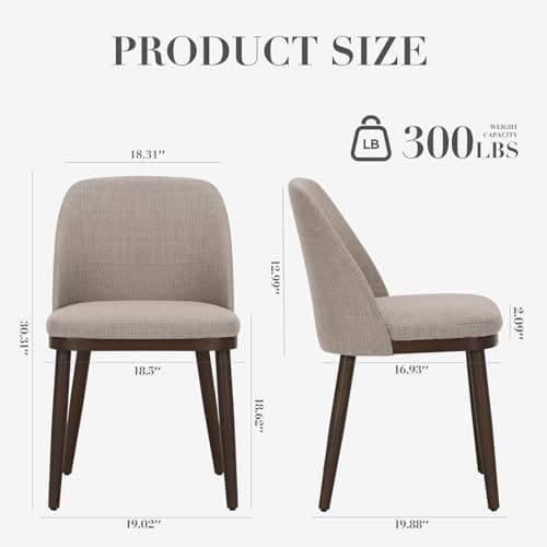 COLAMY Upholstered Dining Chairs Set of 2, Modern Kitchen Chairs with Back, Fabric Side Chair with Wood Legs for Dining Room Kitchen Restaurant, Camel