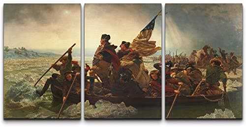 wall26 Canvas Print Wall Art Set Washington Crossing The Delaware by Emanuel Leutze Cultural Historic Oil Painting Fine Art ReproductionColorful for Living Room, Bedroom, Office - 24"x36" x 3 Panels