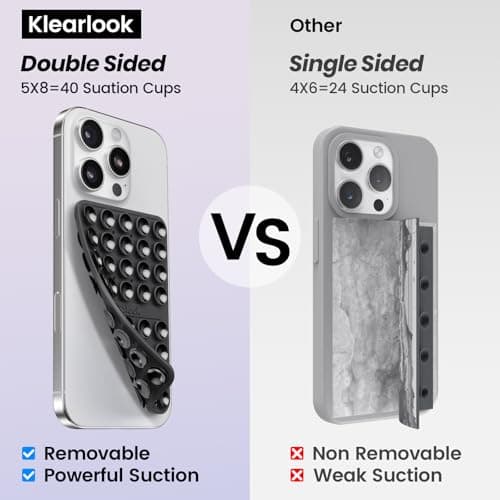 Klearlook Silicone Suction Cup Phone Case Mount Double Sided, Silicon Sticky Phone Grip with Higher Suction for Cell Phone, Hands-Free Phone Accessories Holder for Selfies and Videos, Lavender
