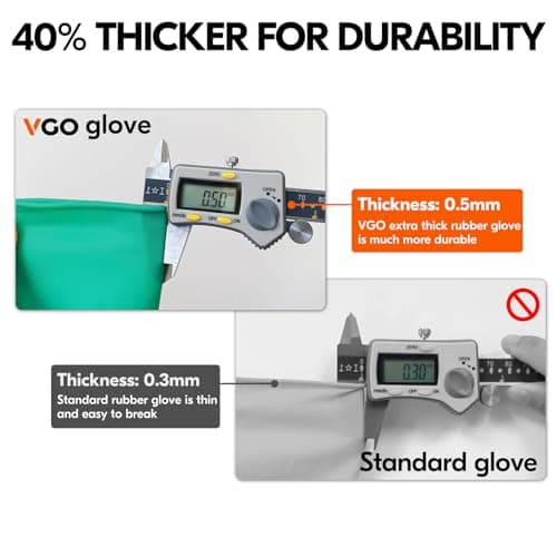 Vgo 10Pairs Reusable Household Cleaning Gloves,Rubber Dishwashing gloves,Extra Thickness,Long Sleeves,Kitchen Cleaning/Working/Painting/Gardening/Pet Care(L,Green,HH4601)