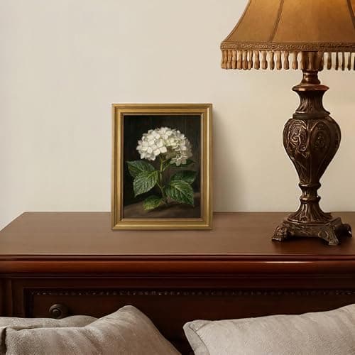 HISPACE Gold Framed Vintage Wall Art,8x10 Inch Flowers Painting Canvas Print for Living Room Aesthetic Bedroom Decor,Kitchen Shelf Decor,Christmas Gift for Friends Family