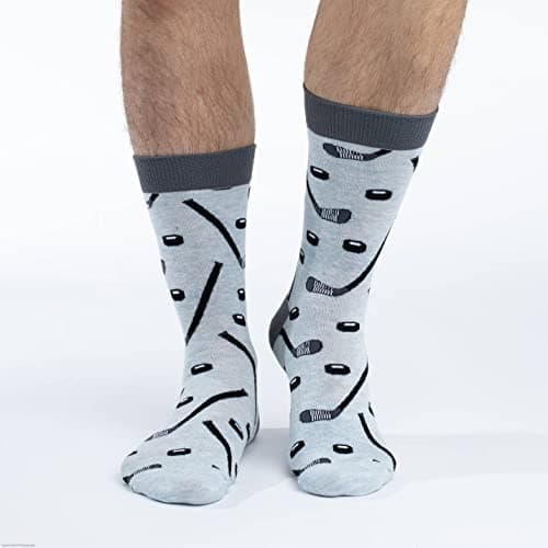 Good Luck Sock Men's Hockey Sticks and Pucks Socks, Adult, Shoe Size 7-12