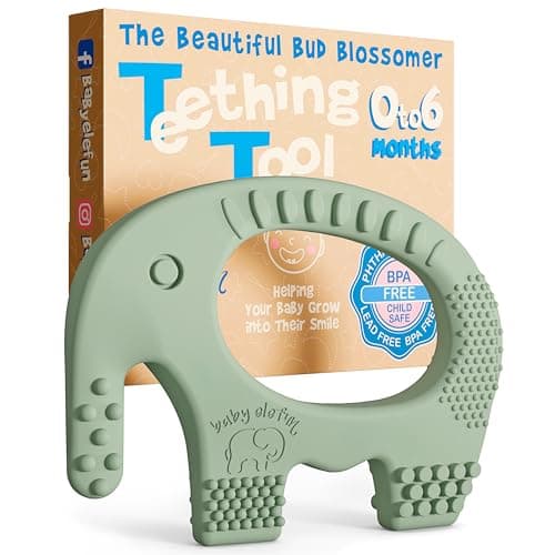 Teething Toy for Babies Age 0 to 6 Months - Baby Elefun 5x Pain Relief Smart Teether - Zero Developmental Delay Silicone Baby Teething Toy Ring - Cute Infant Shower Gift Chew Toys for Babies