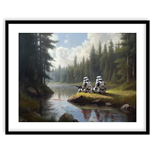 Star Wars Vintage Landscape Style Art Prints - Premium Giclee Fine Art Print - Aesthetic Darth Vader Boba Fett Yoda Wall Decor Print Poster for Living Room, Home Décor, Ready to Frame