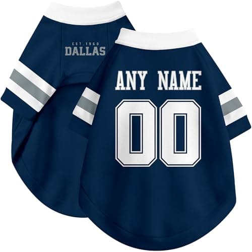 DALLASC Dallas Dog Clothes Jersey Style Personalized Pet T Shirt with Custom Name Number for Small Medium Large Dogs