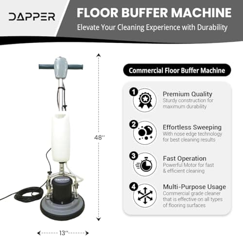 13" Heavy-duty Multi-Functional Floor Buffer Polisher Machine - Clean, Buff, Scrubb and Polish with Ease! Ideal for Carpets Too! Includes Optional Solution Tank, 2 Brushes and 3 Scouring Pads